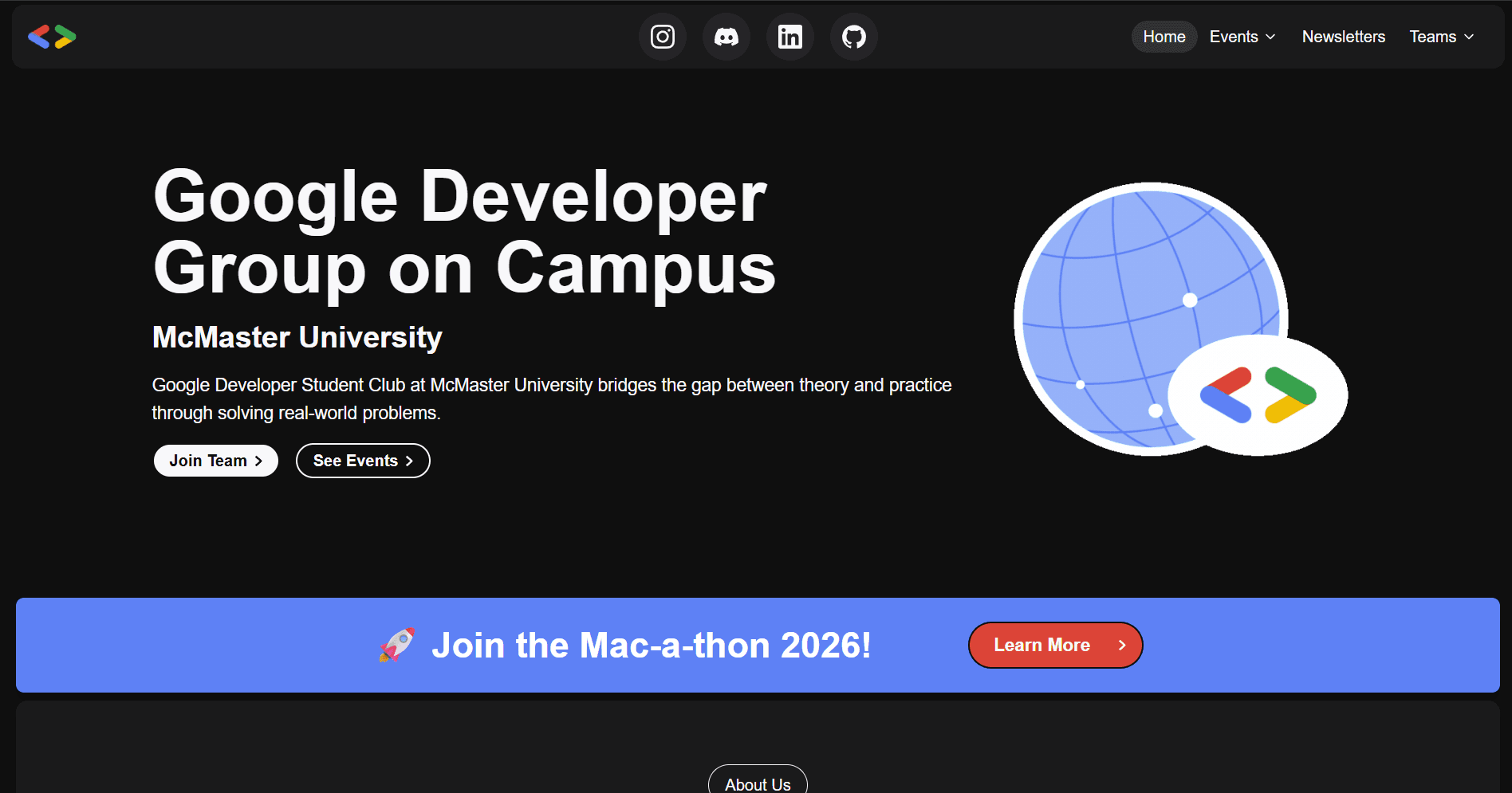 GDG McMasterU Website screenshot